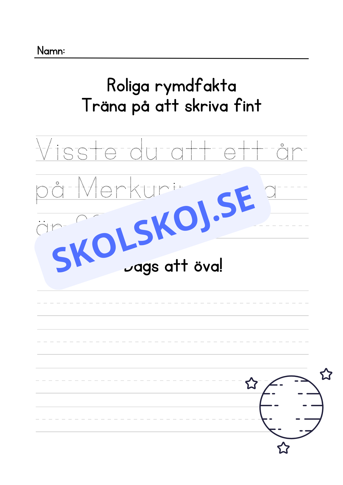 Roliga rymdfakta - Häfte
