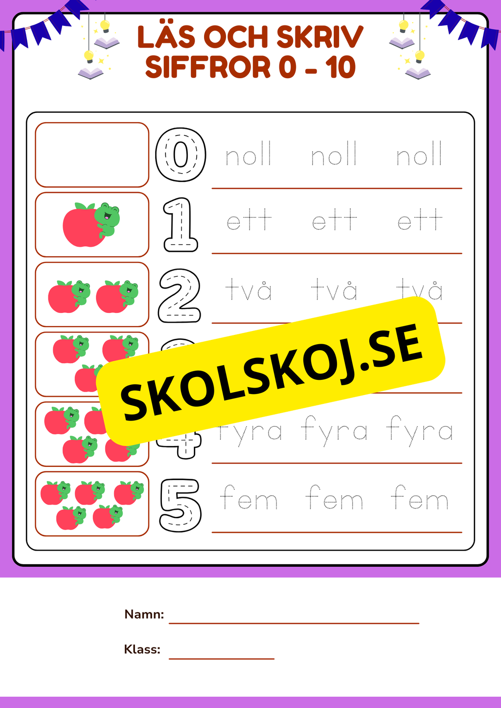 Läs och skriv siffror 0 - 10