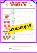 Läs och skriv siffror 0 - 10