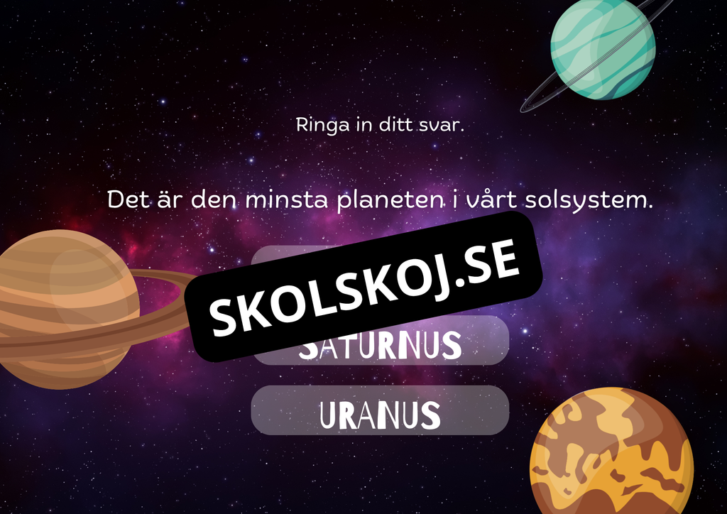 Planeterna i vårt solsystem - Presentation + frågor