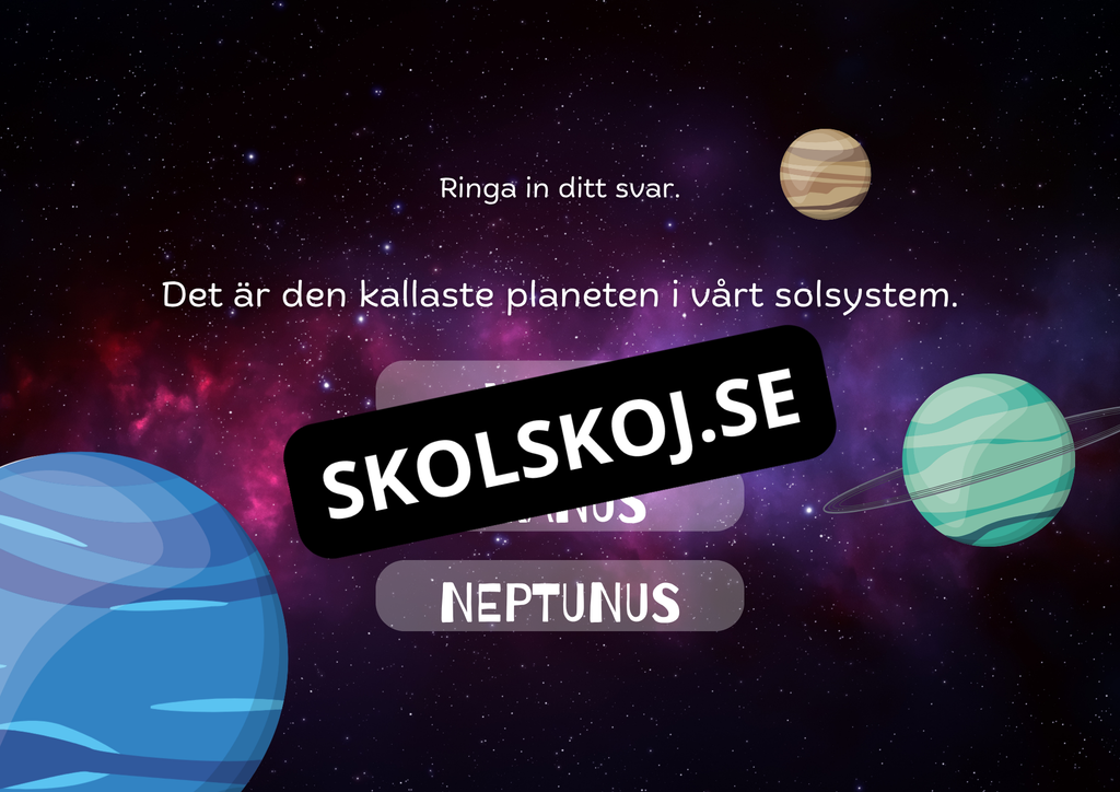 Planeterna i vårt solsystem - Presentation + frågor