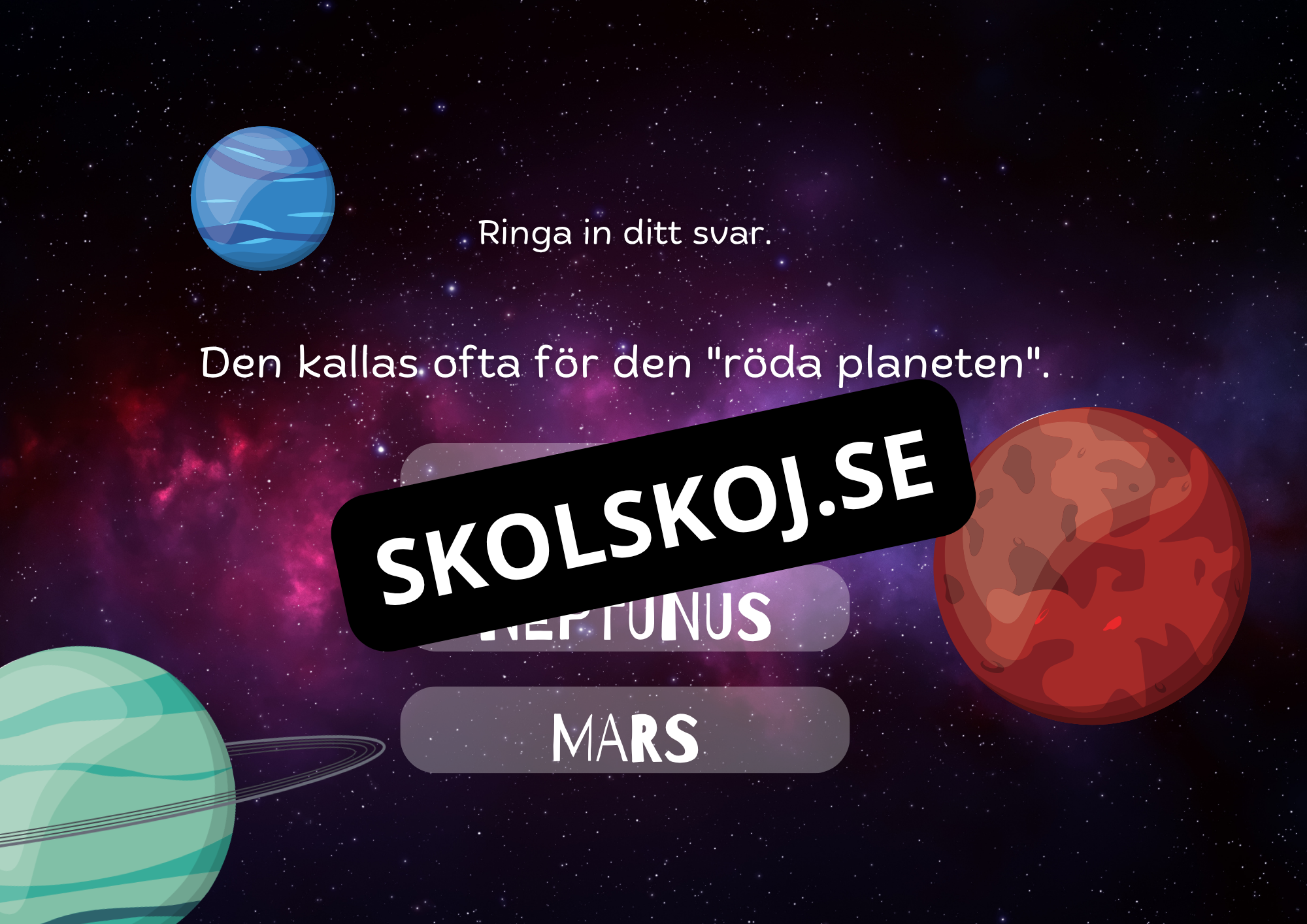 Planeterna i vårt solsystem - Presentation + frågor