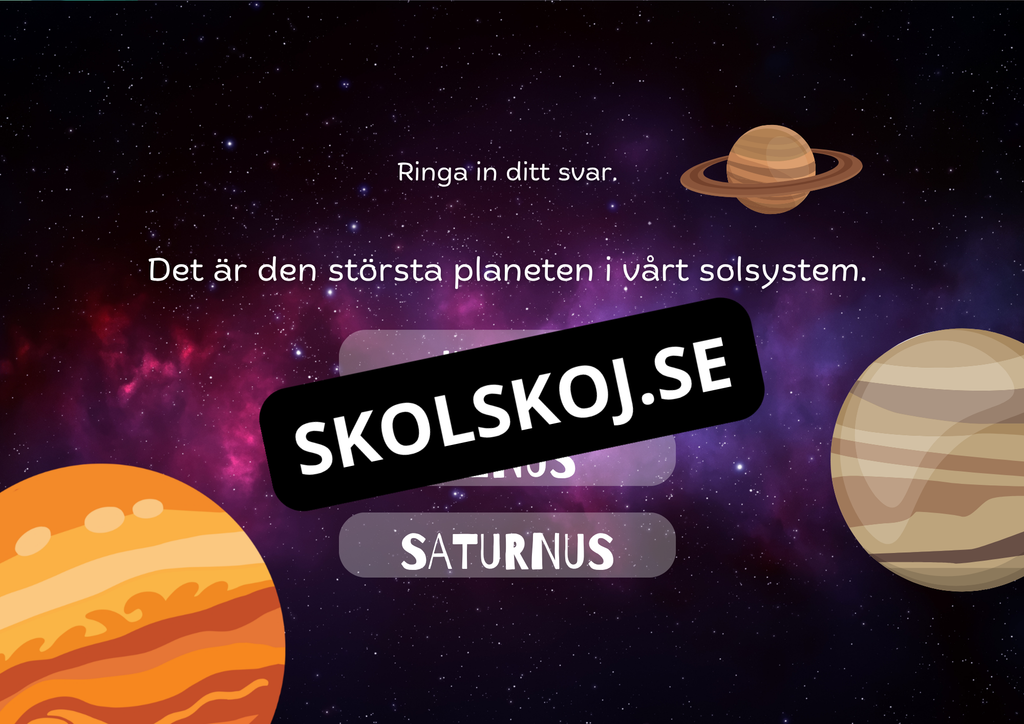 Planeterna i vårt solsystem - Presentation + frågor