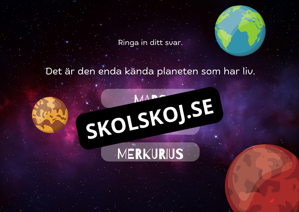 Planeterna i vårt solsystem - Presentation + frågor