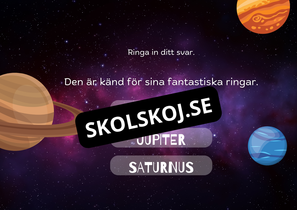 Planeterna i vårt solsystem - Presentation + frågor