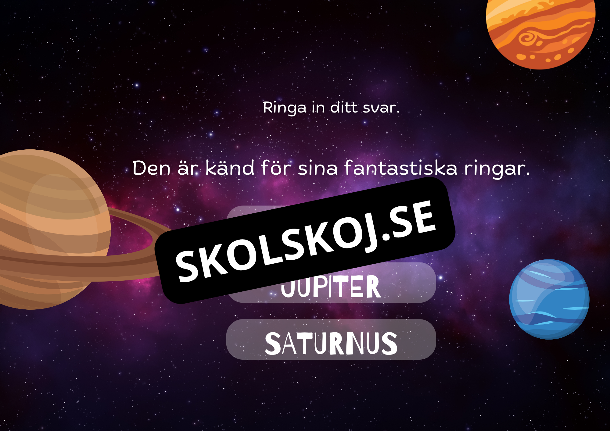 Planeterna i vårt solsystem - Presentation + frågor