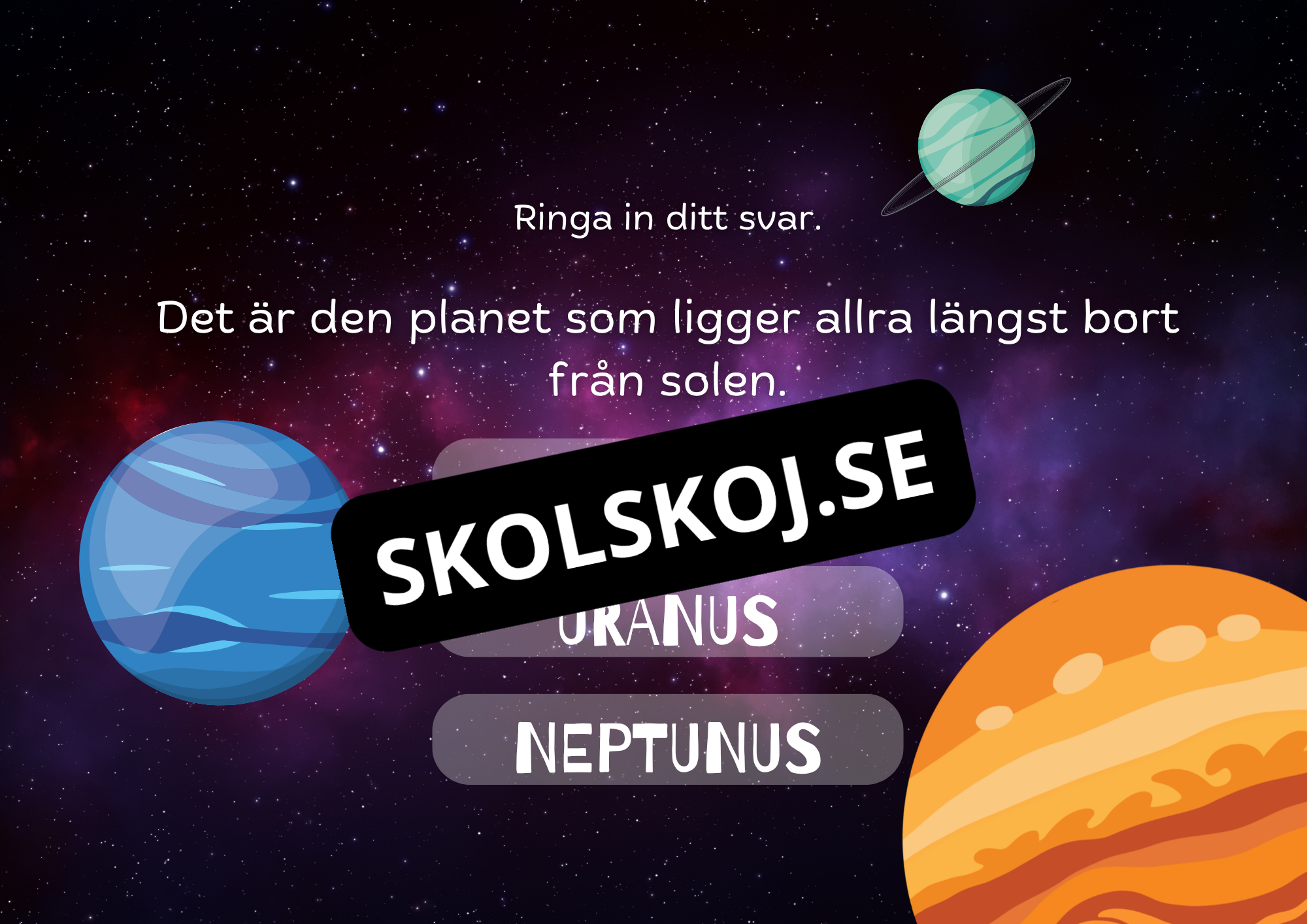 Planeterna i vårt solsystem - Presentation + frågor