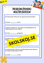 Problemlösning - Matematik - Åk 3 - 4 (Multiplikation)