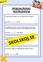 Problemlösning - Matematik - Åk 3 - 4 (Multiplikation)