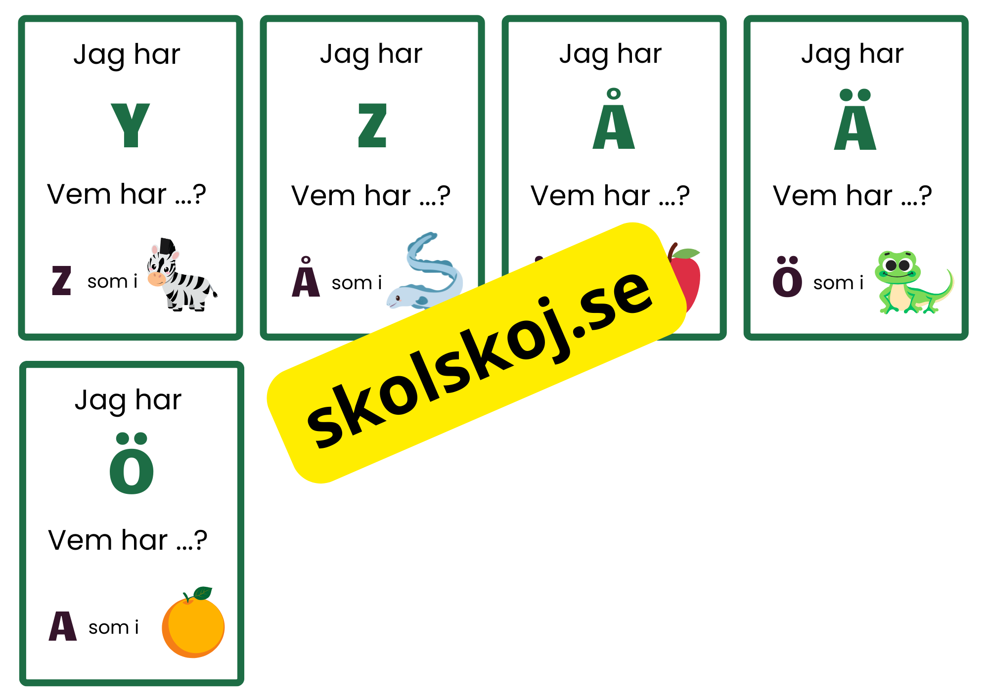 Vem har - Flashkort - Alfabetet