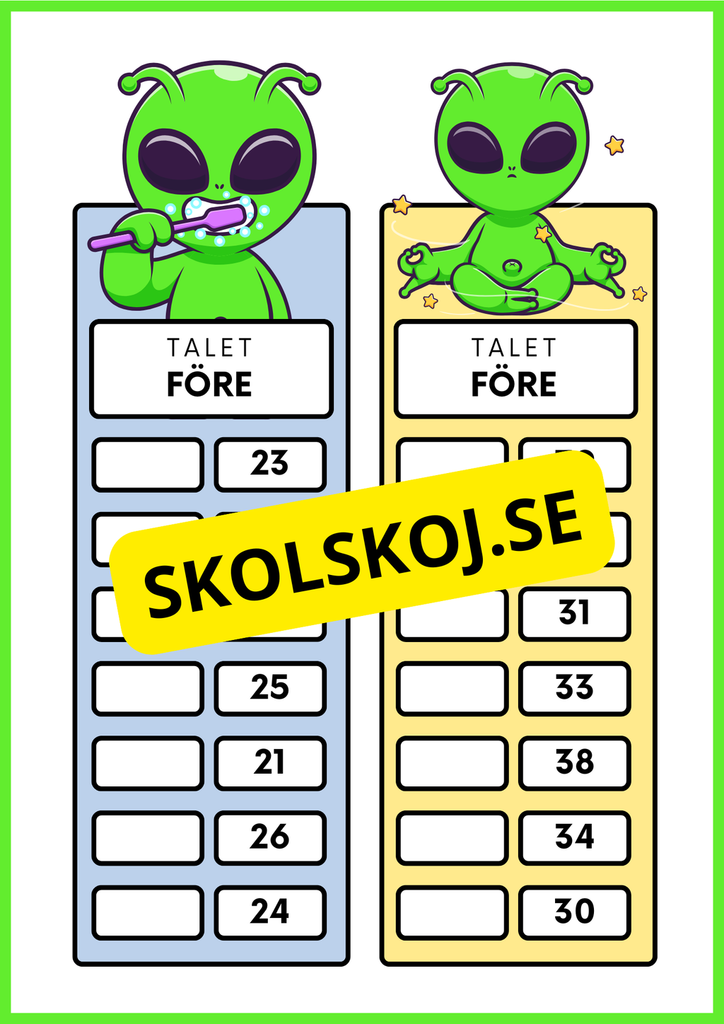 Talet före och efter - Häfte