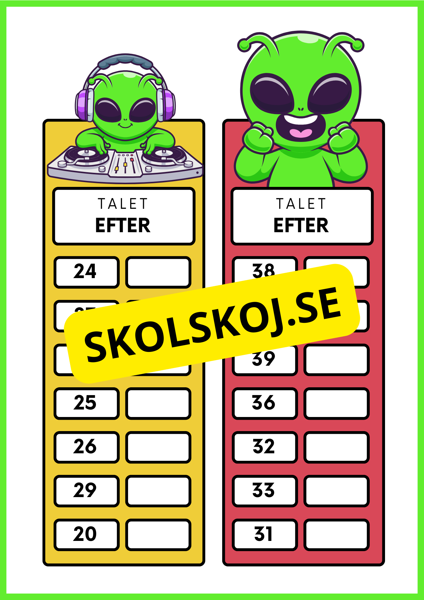 Talet före och efter - Häfte