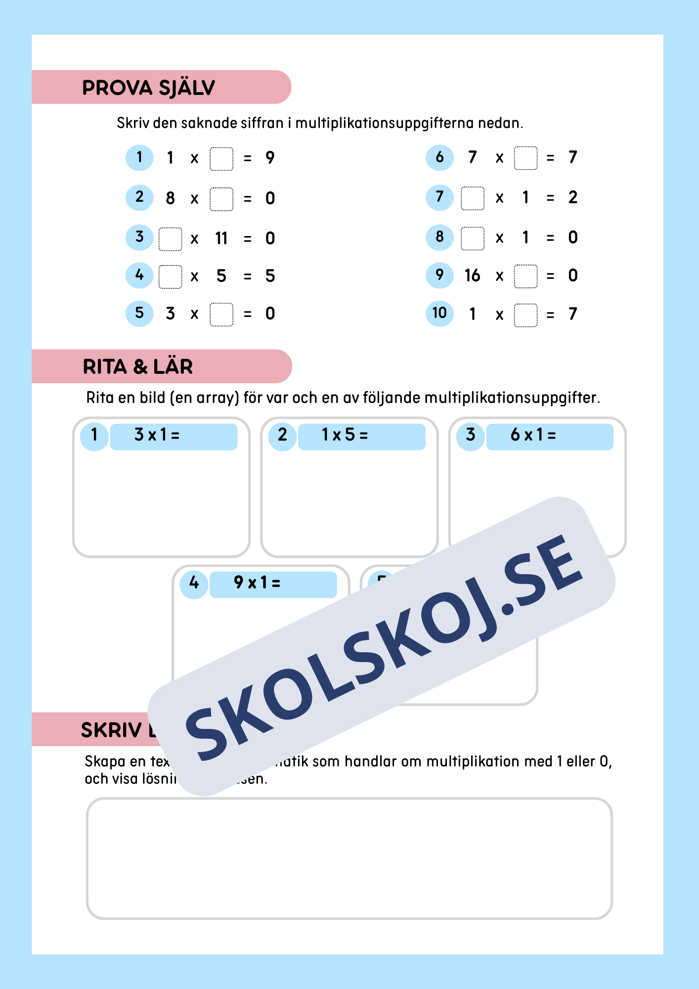 Multiplikation med 1 och 0