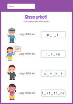 Gissa yrket - Häfte