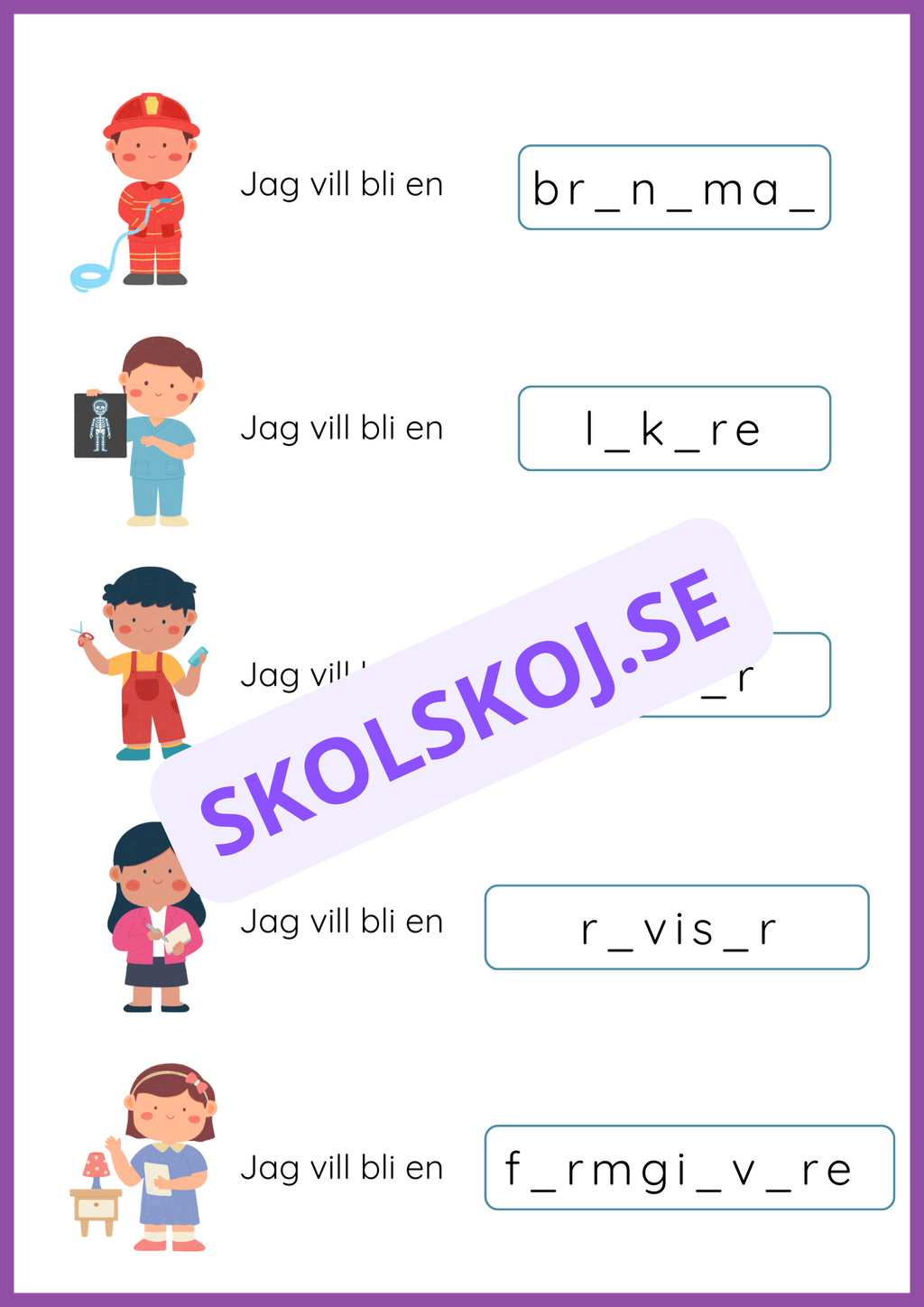 Gissa yrket - Häfte