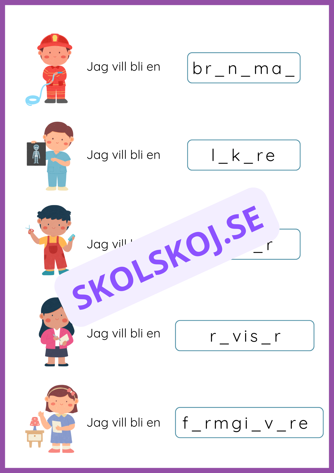 Gissa yrket - Häfte