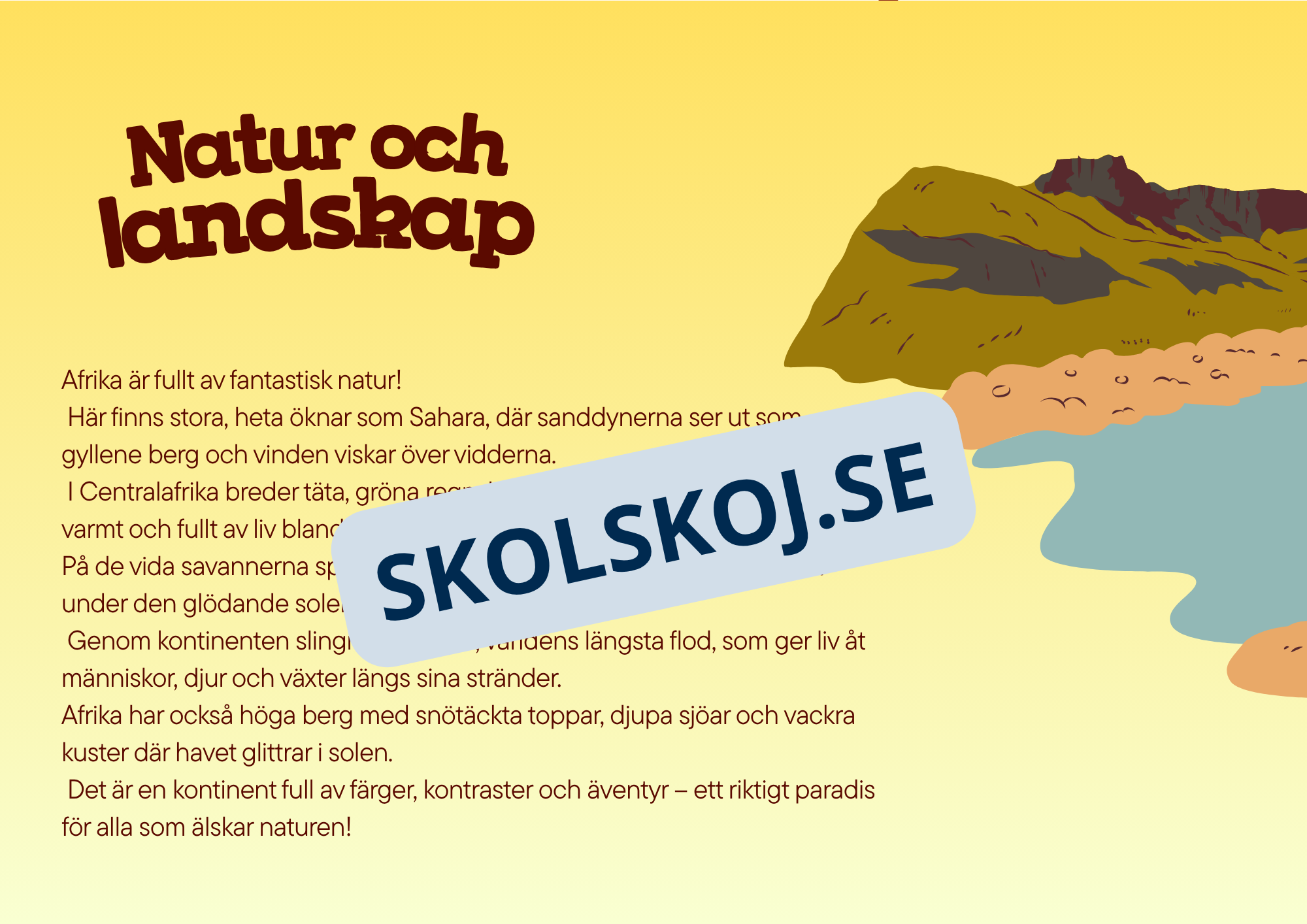 Vi lär oss om Afrika - Häfte + Frågor