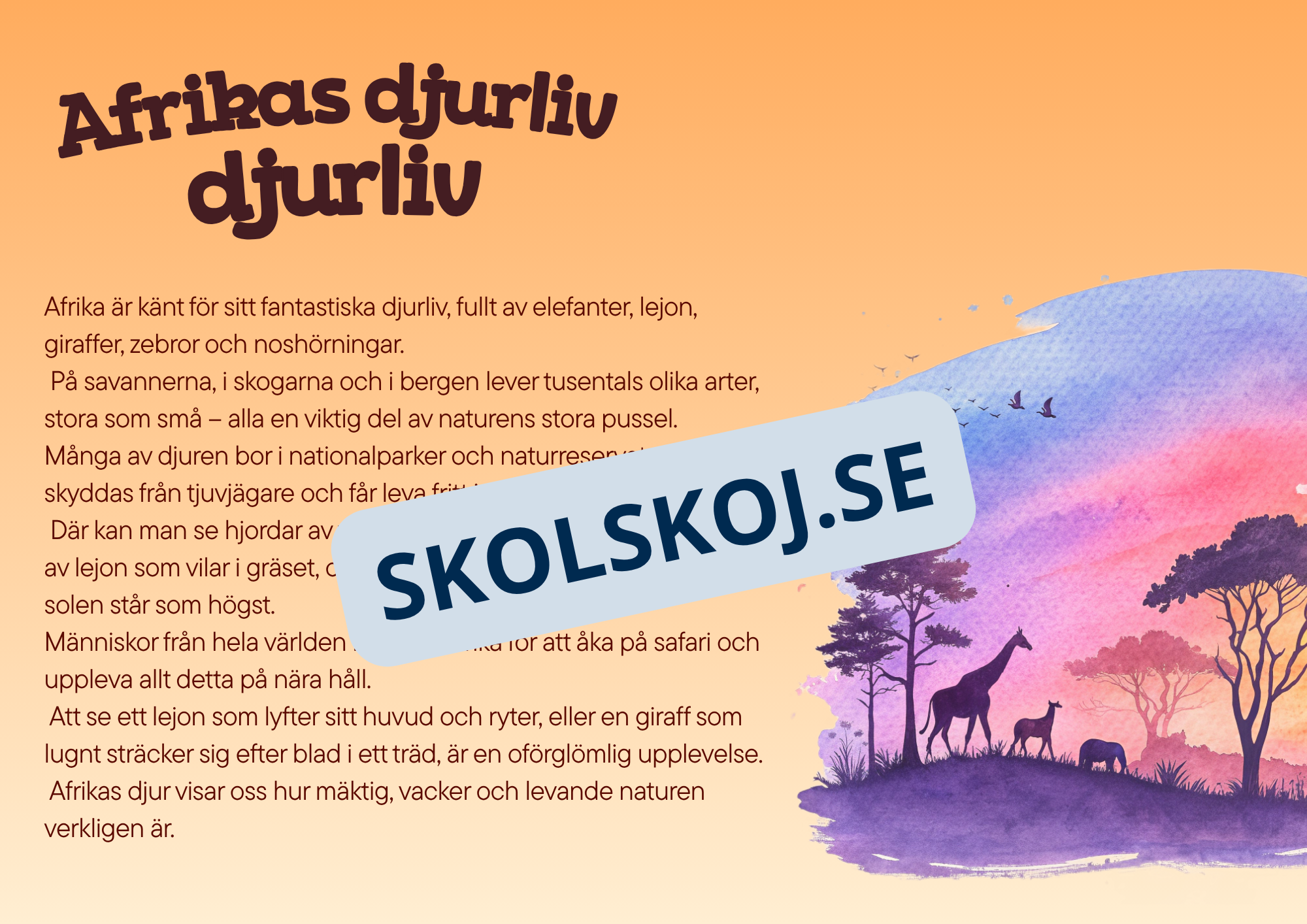 Vi lär oss om Afrika - Häfte + Frågor