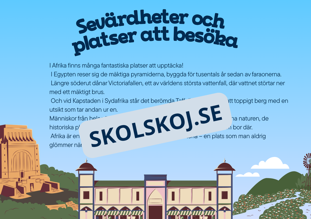 Vi lär oss om Afrika - Häfte + Frågor