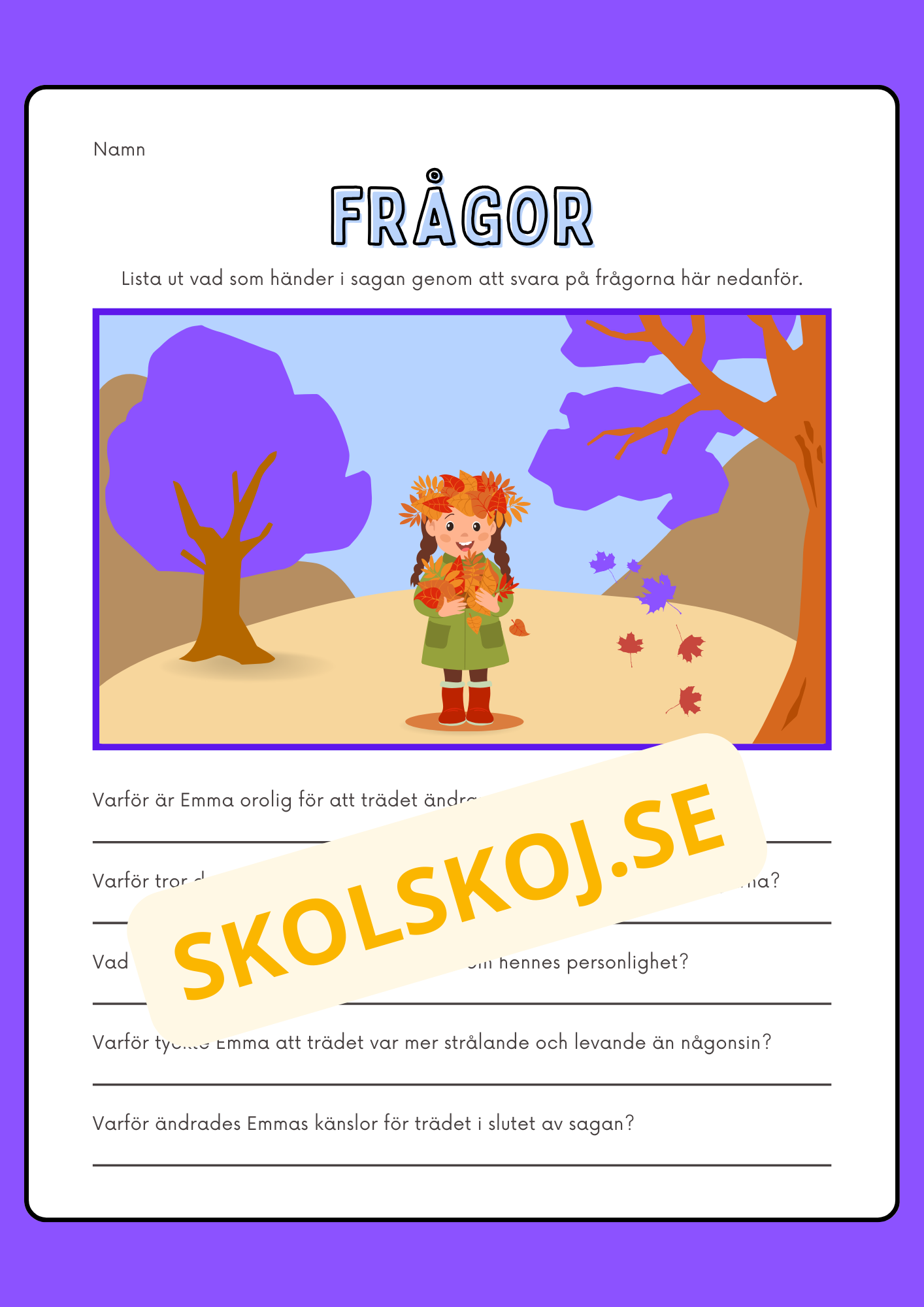 Löven som målar sig i höstens färger - Häfte - Läsförståelse