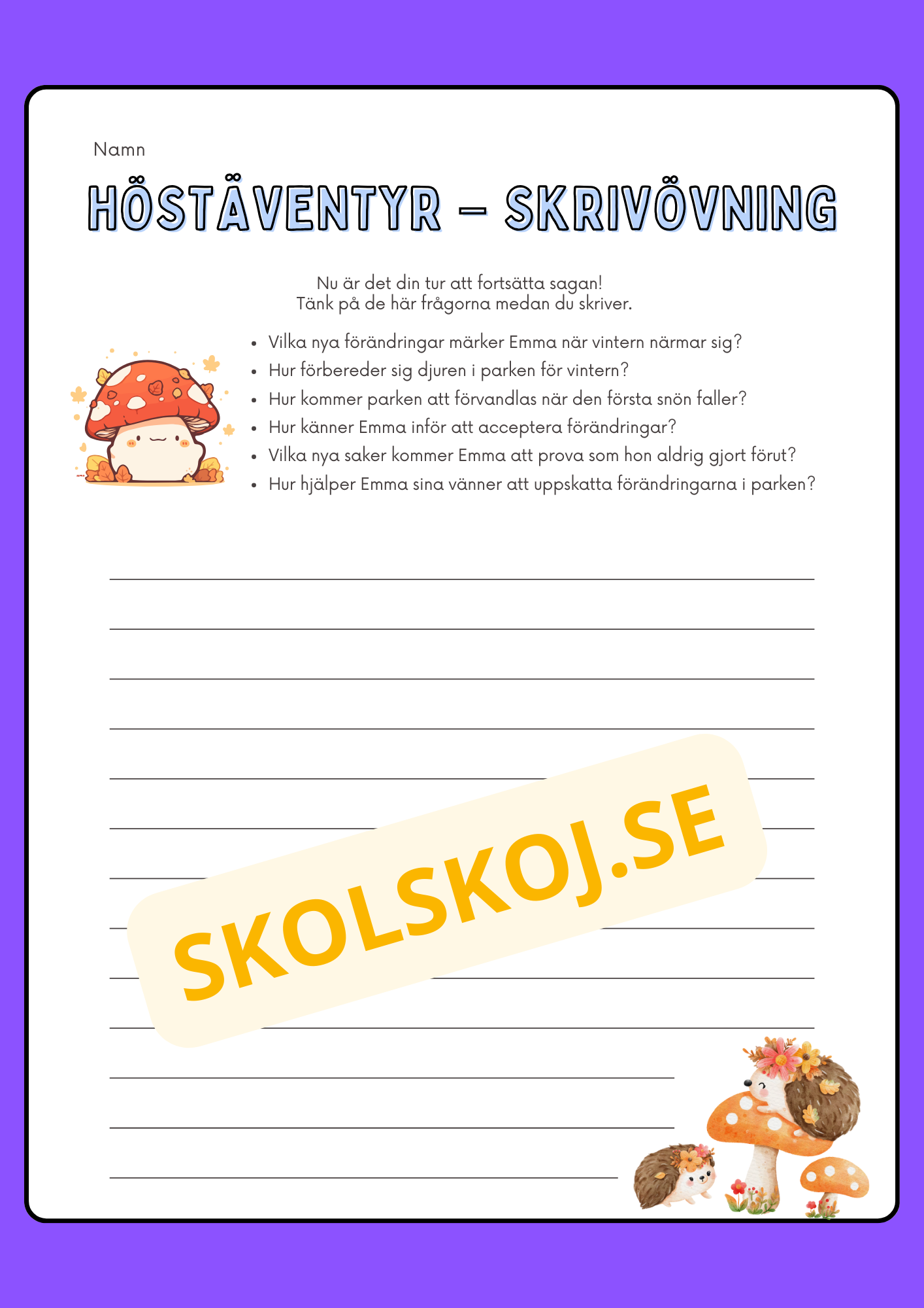 Löven som målar sig i höstens färger - Häfte - Läsförståelse