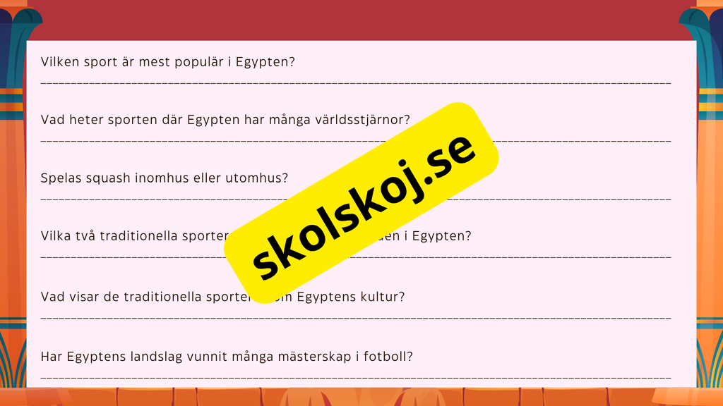Egypten - Årskurs 4 - 6 + Frågor