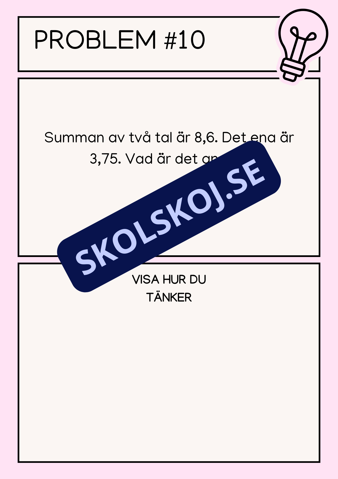 Problemlösningsuppgifter - Årskurs 6 - 7