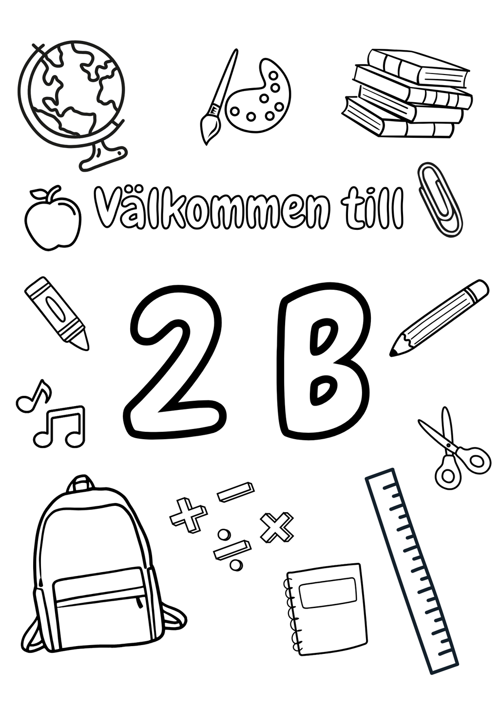 Välkommen klassrumsskyltar - FK - ÅK 6 - A4 Format