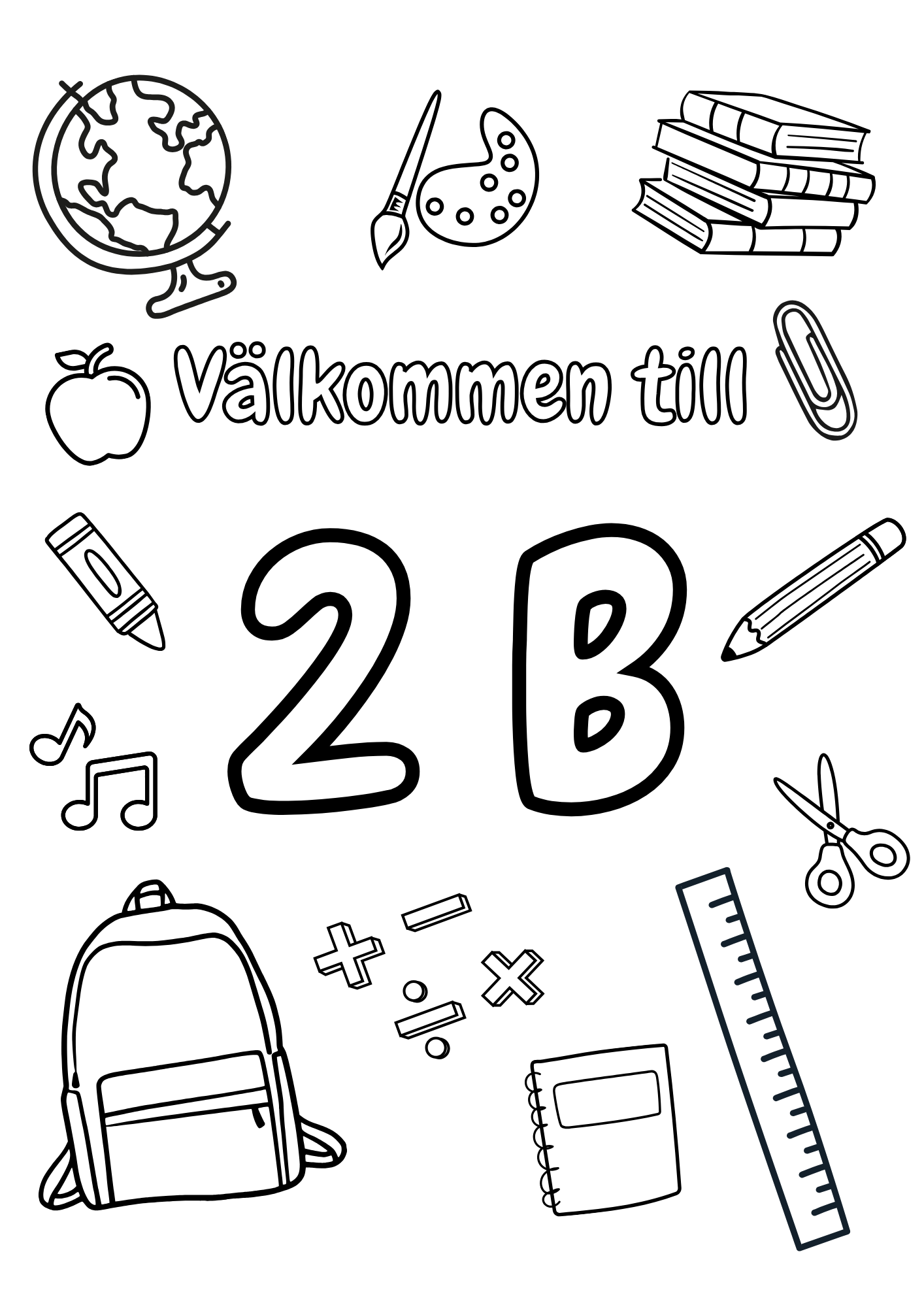 Välkommen klassrumsskyltar - FK - ÅK 6 - A4 Format