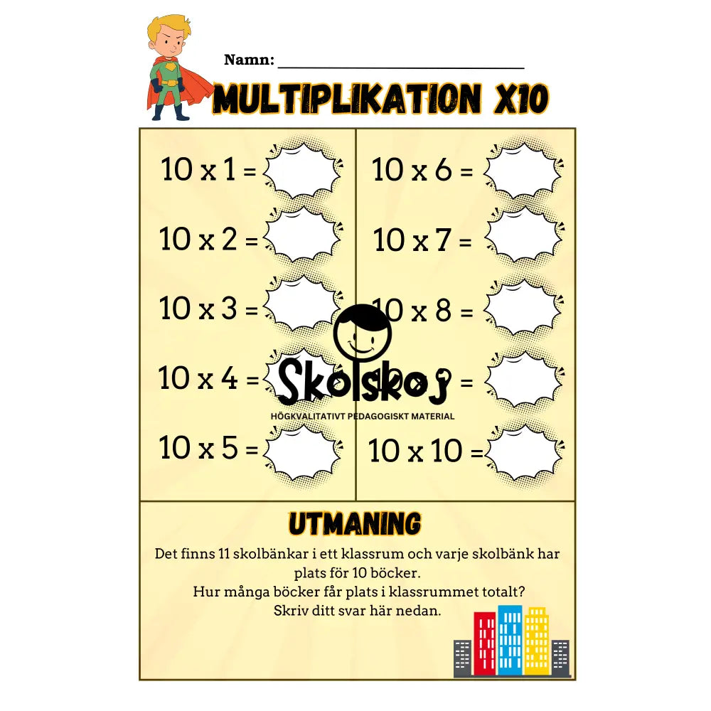 Multiplikationstabeller och lite till