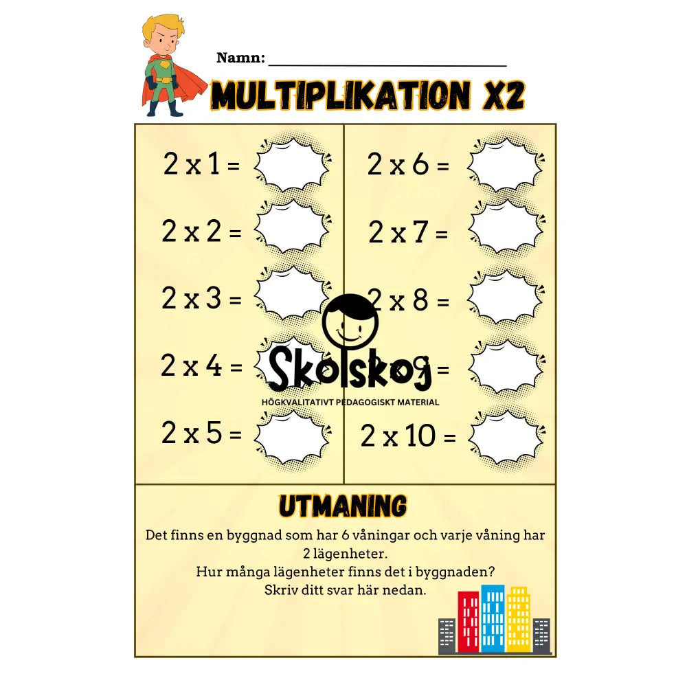 Multiplikationstabeller och lite till