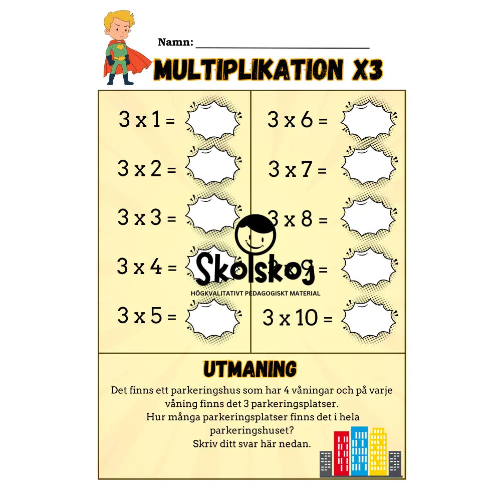 Multiplikationstabeller och lite till