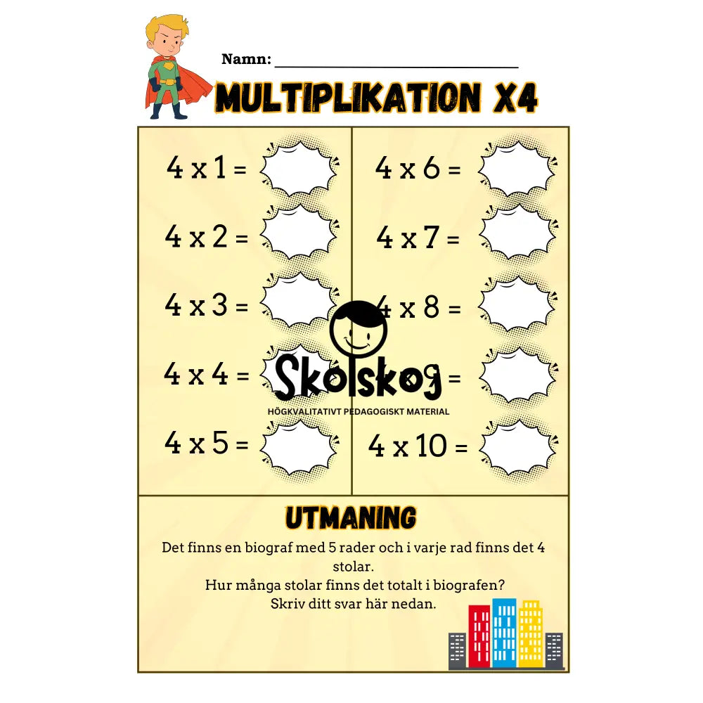 Multiplikationstabeller och lite till