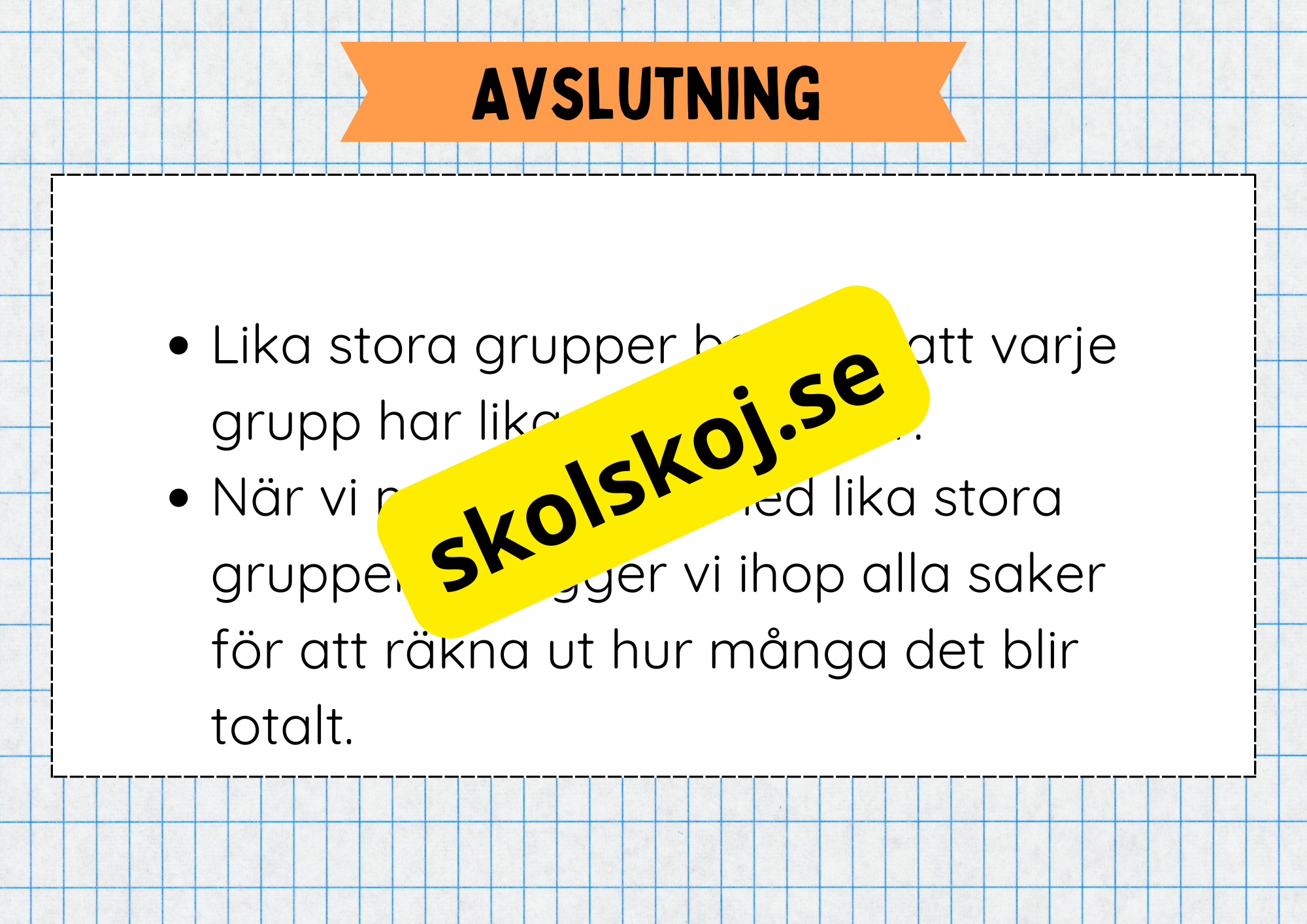 Multiplikation med lika stora grupper - Årskurs 3