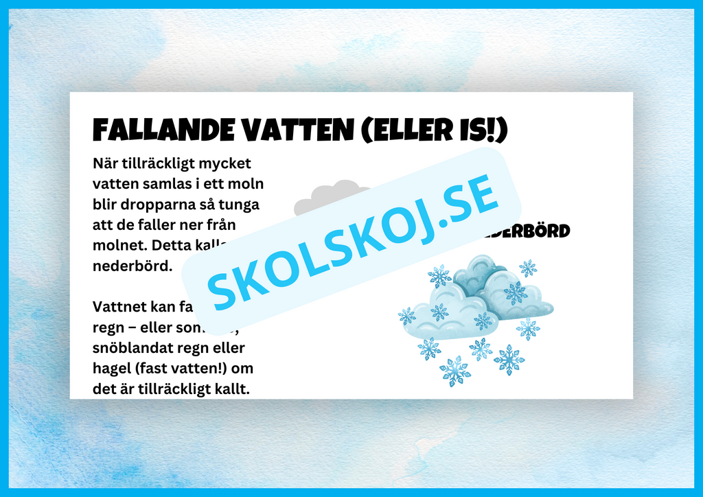 Vi lär oss om vattnets kretslopp + frågor