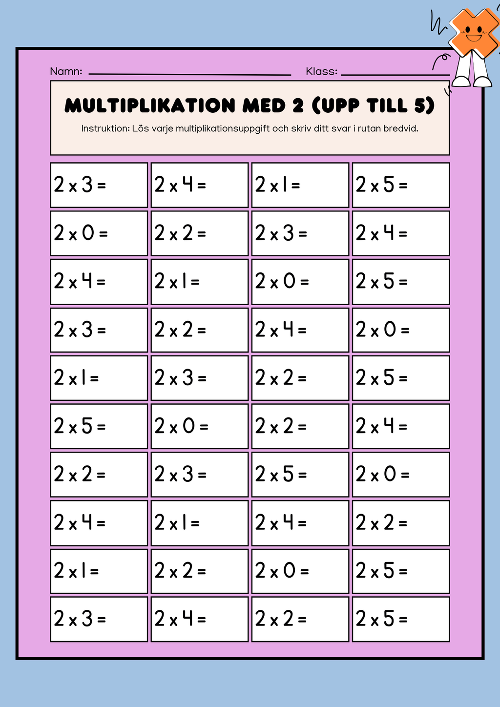 Träna på multiplikation med 2 och 3