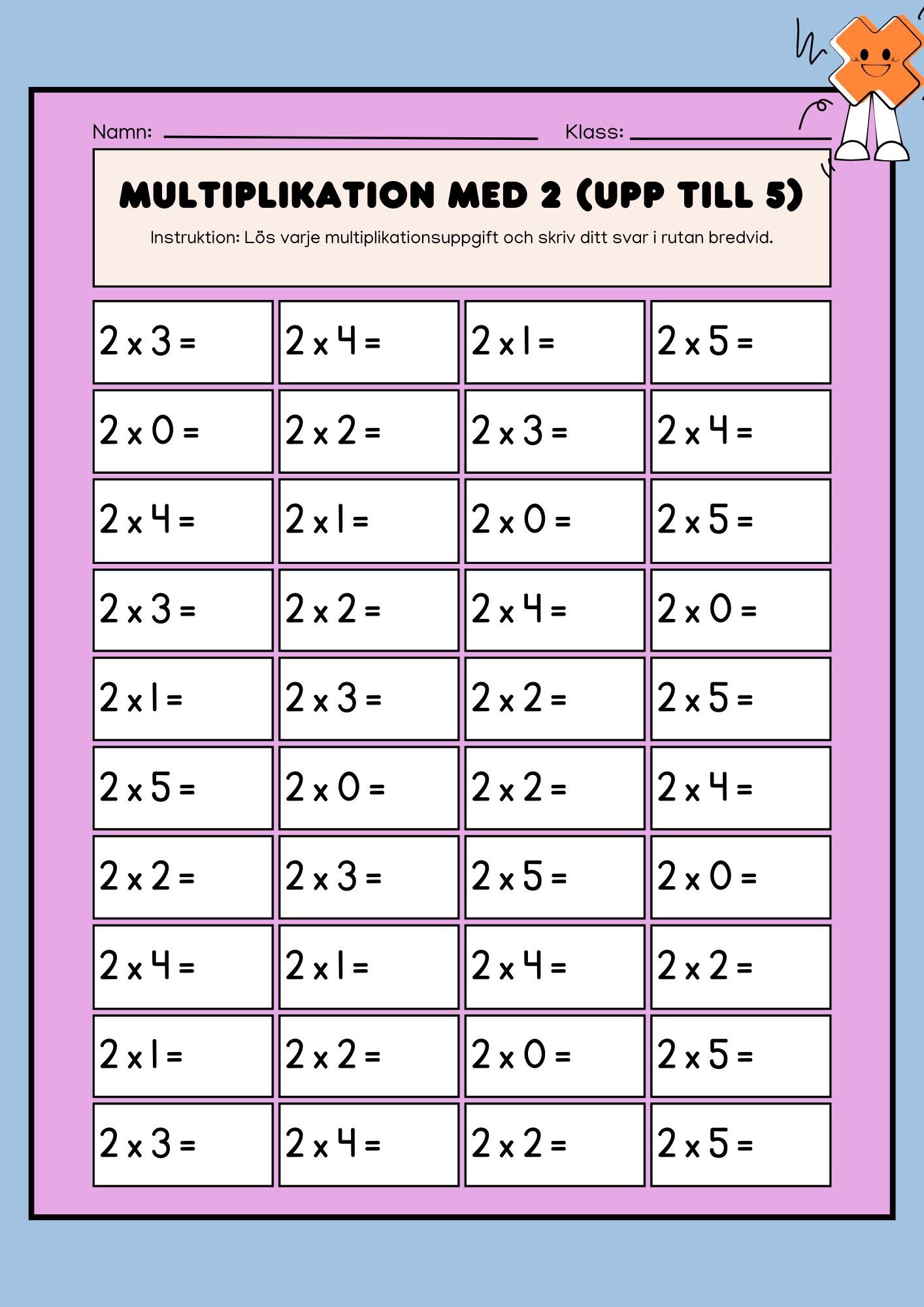 Träna på multiplikation med 2 och 3
