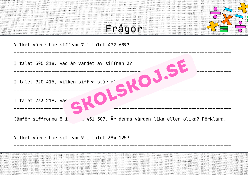 Platsvärde - Presentation + frågor