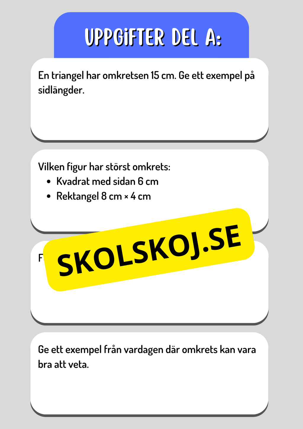 Area och omkrets - Geometri - Årskurs 5 - 6