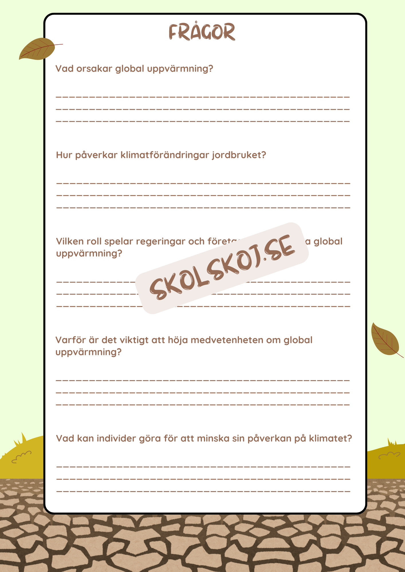 Global uppvärmning - Läsförståelse + frågor