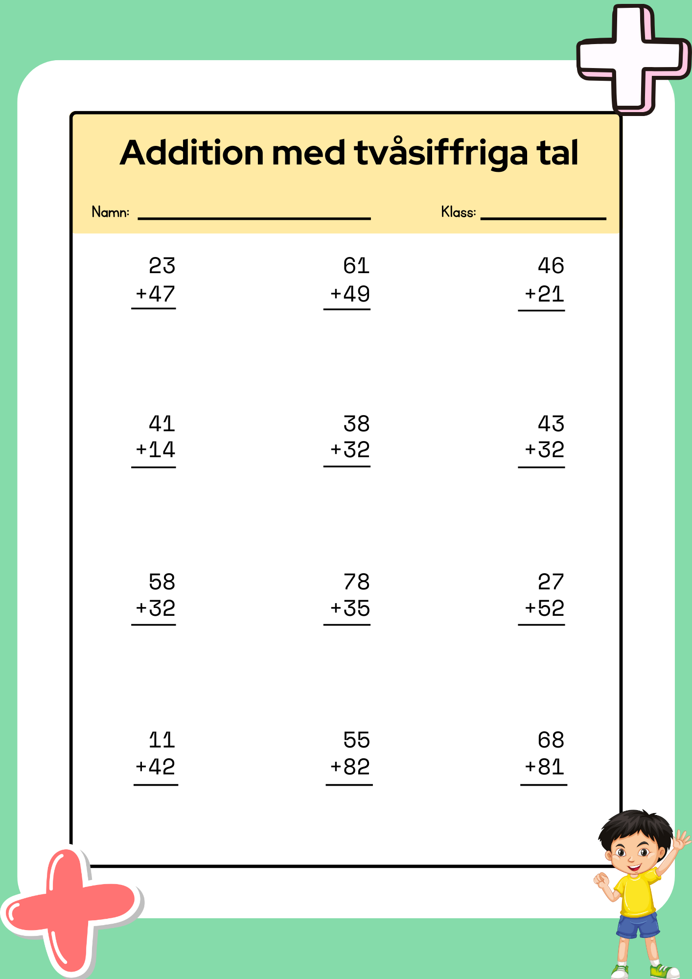 Addition med två- och tresiffriga tal