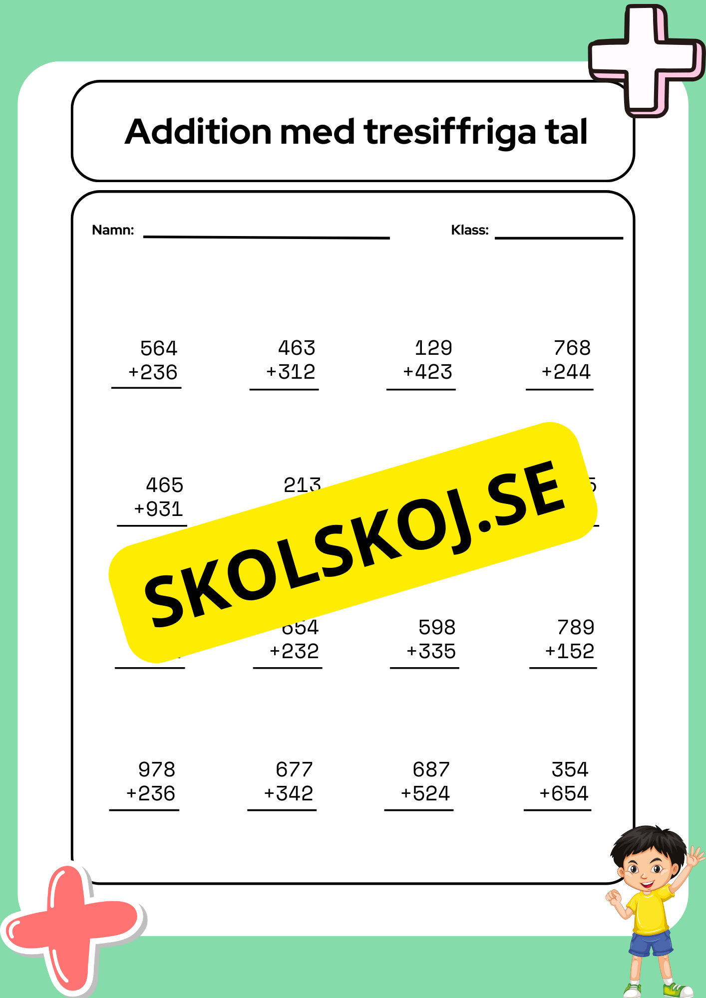 Addition med två- och tresiffriga tal