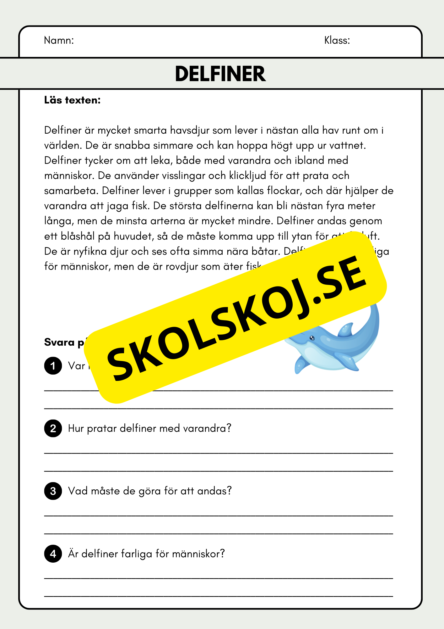 Läsförståelse - Djur