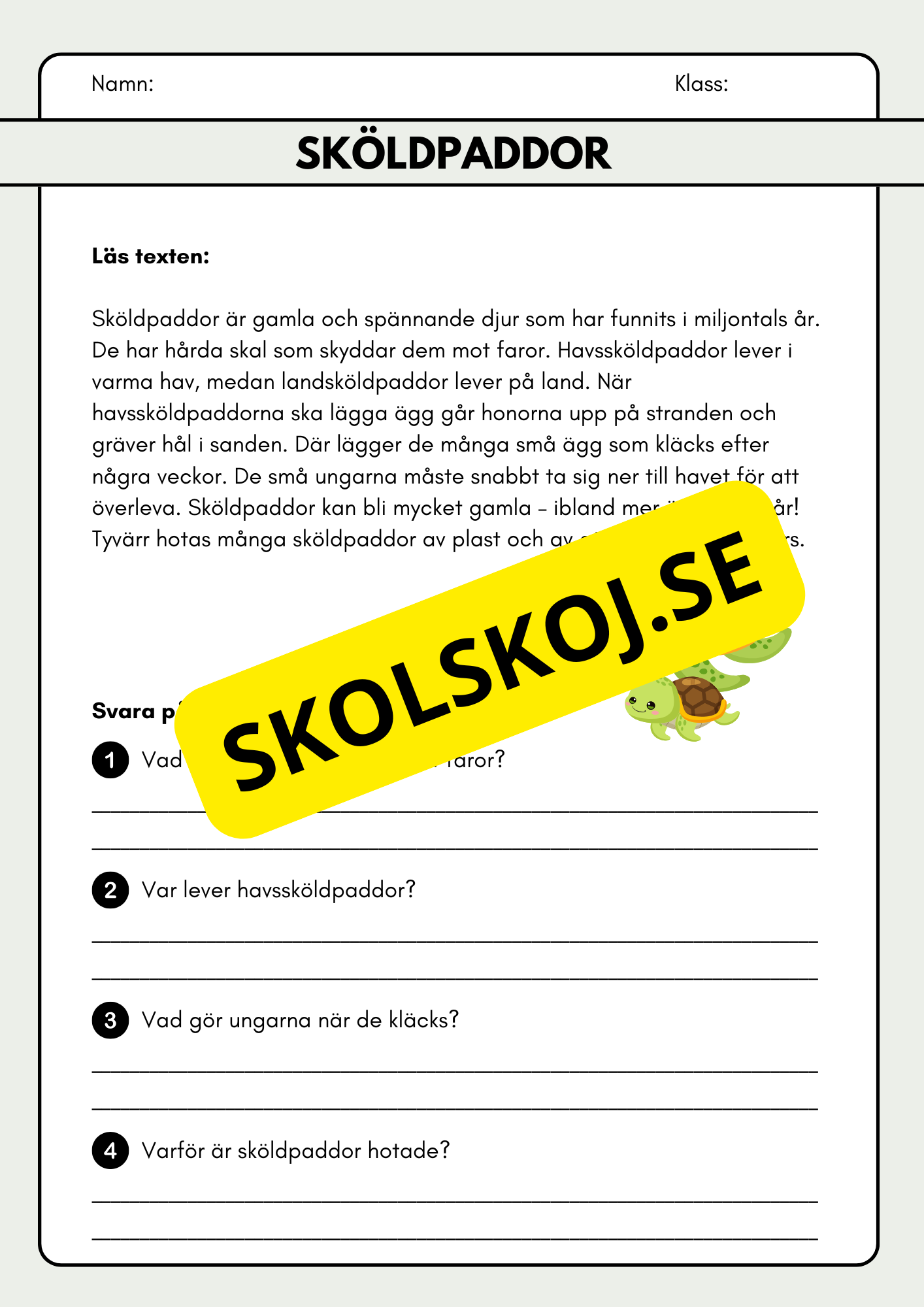 Läsförståelse - Djur