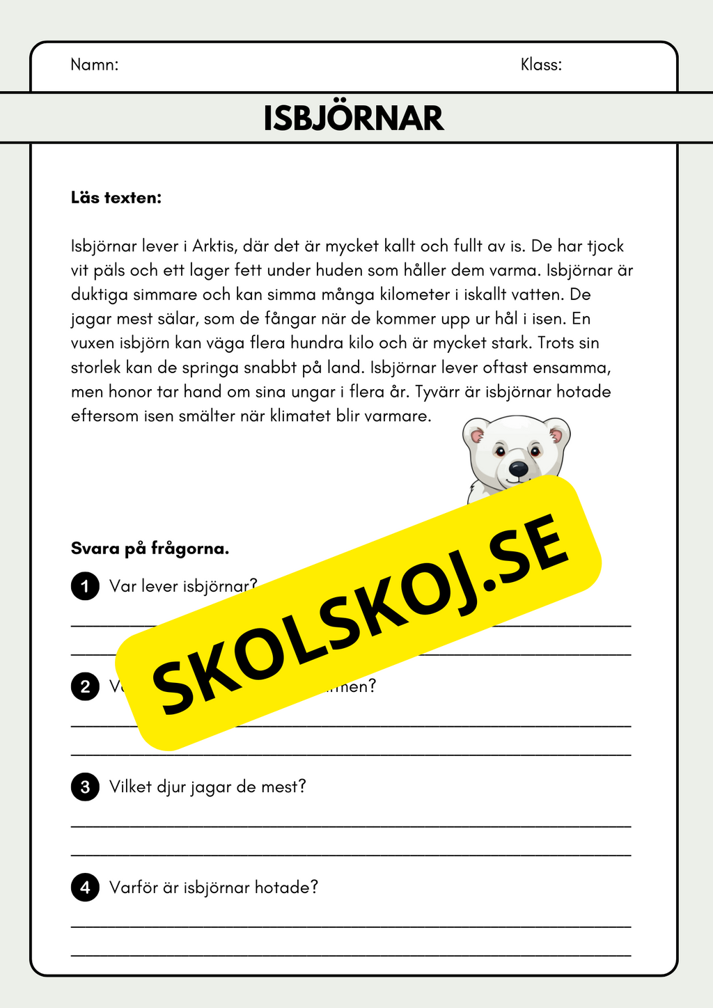 Läsförståelse - Djur