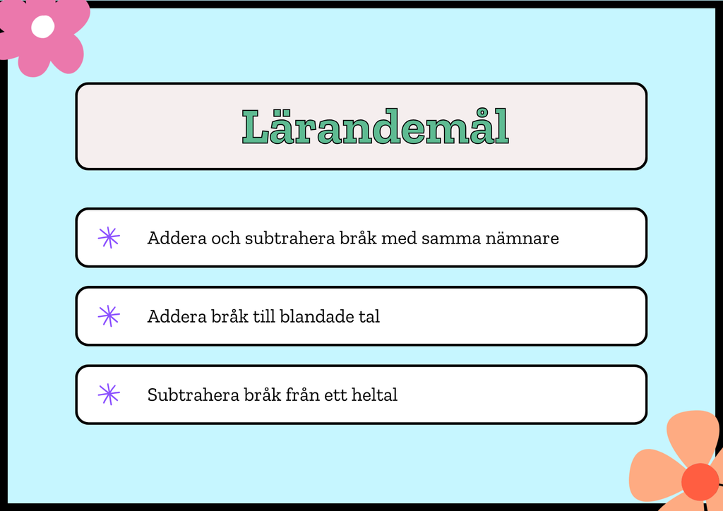 Addera och subtrahera bråk