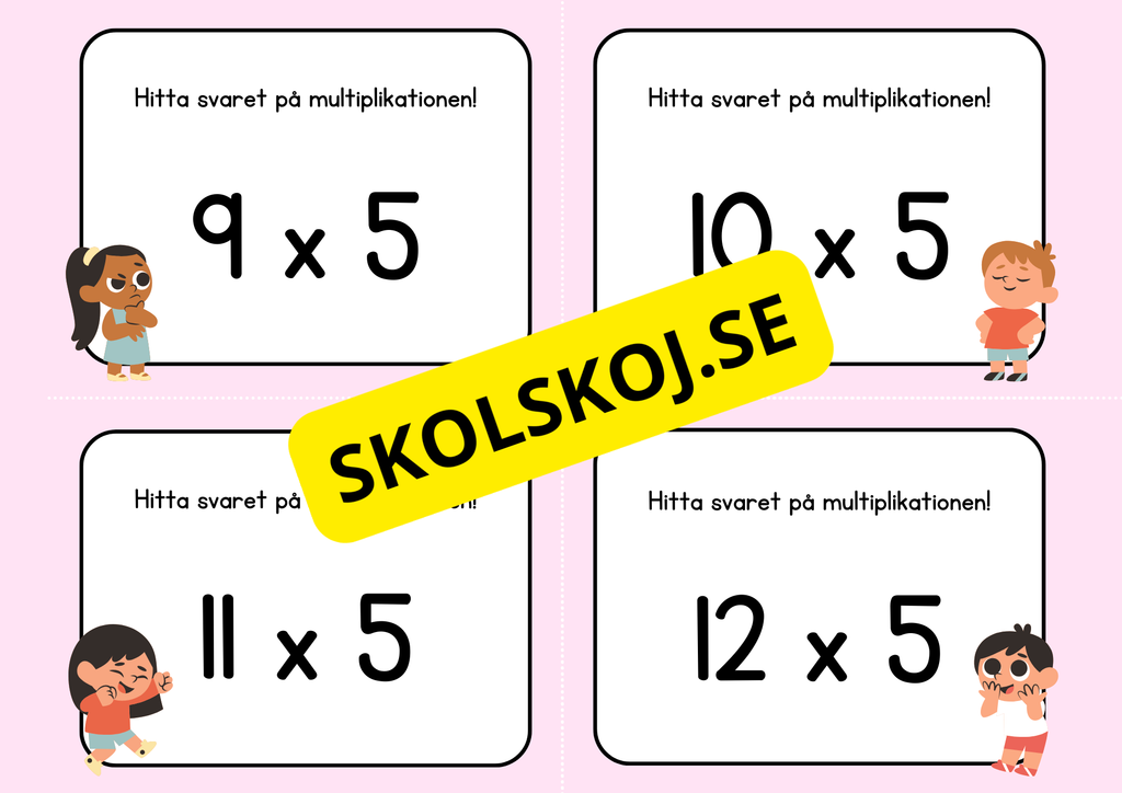Hitta svaret på multiplikationen - Flashkort