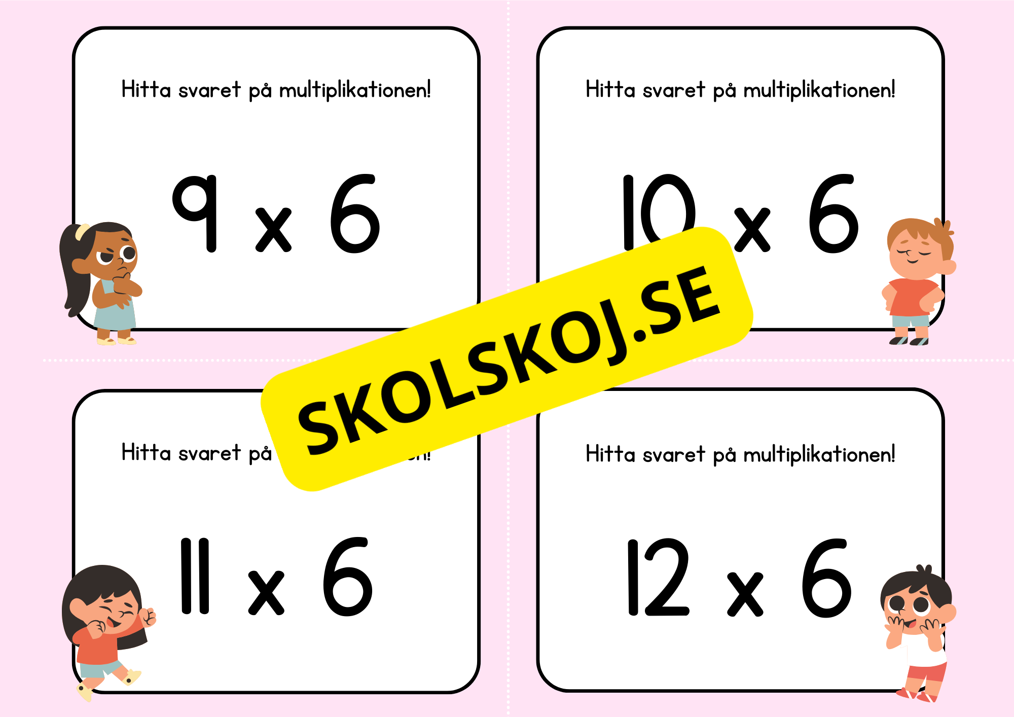 Hitta svaret på multiplikationen - Flashkort
