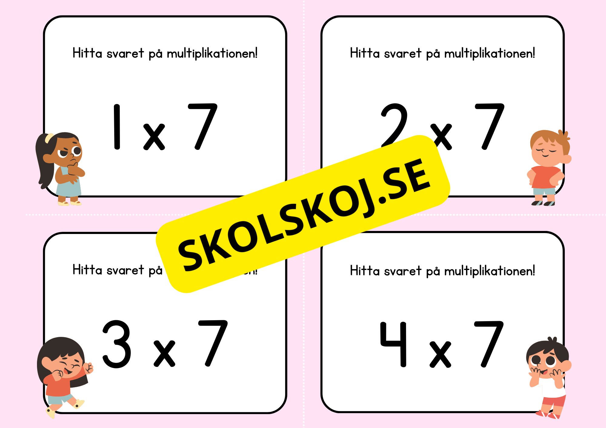 Hitta svaret på multiplikationen - Flashkort