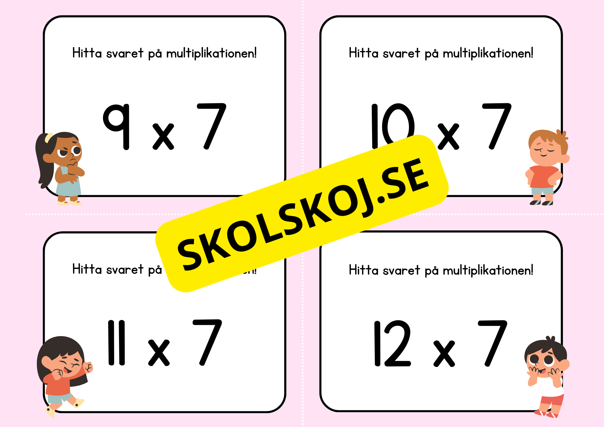 Hitta svaret på multiplikationen - Flashkort